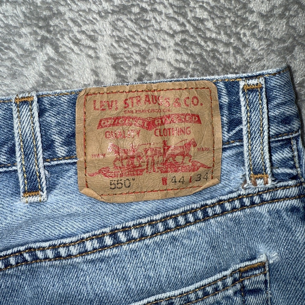 Vtg Levis 550 Jeans Relaxed Fit USA Made 44x34 Blue Denim Jeans StoneWash *READ - Picture 8 of 14